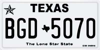 TX license plate BGD5070
