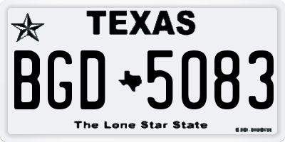 TX license plate BGD5083