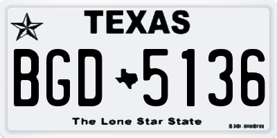 TX license plate BGD5136