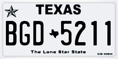 TX license plate BGD5211