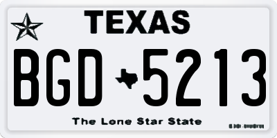 TX license plate BGD5213
