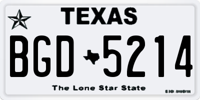 TX license plate BGD5214