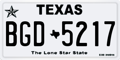 TX license plate BGD5217