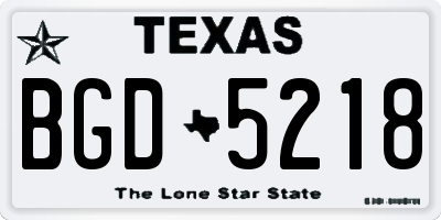 TX license plate BGD5218