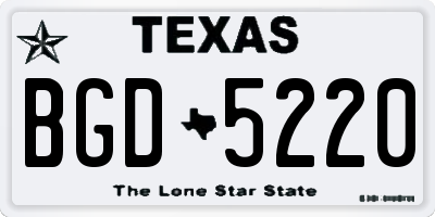 TX license plate BGD5220