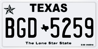 TX license plate BGD5259