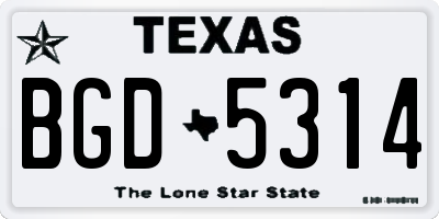 TX license plate BGD5314