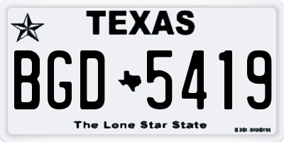 TX license plate BGD5419
