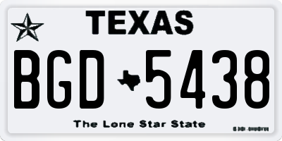 TX license plate BGD5438
