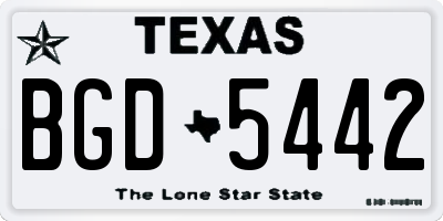 TX license plate BGD5442