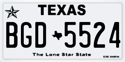 TX license plate BGD5524