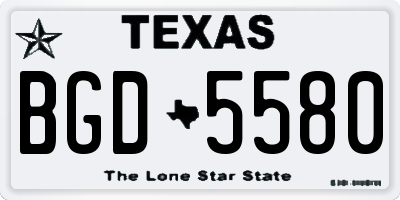 TX license plate BGD5580