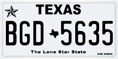 TX license plate BGD5635