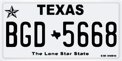 TX license plate BGD5668