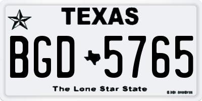 TX license plate BGD5765