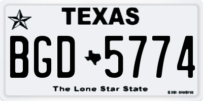 TX license plate BGD5774