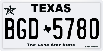 TX license plate BGD5780