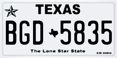 TX license plate BGD5835