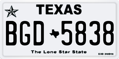 TX license plate BGD5838
