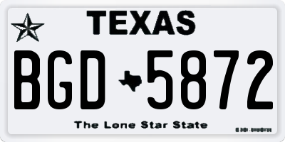TX license plate BGD5872