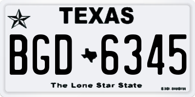 TX license plate BGD6345