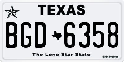 TX license plate BGD6358