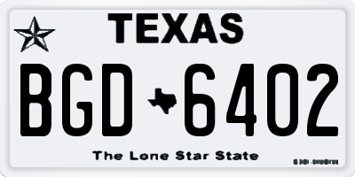 TX license plate BGD6402