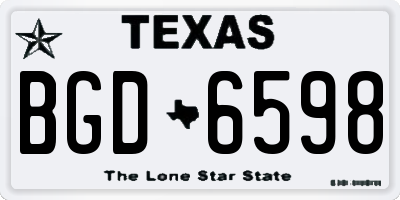 TX license plate BGD6598