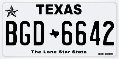 TX license plate BGD6642