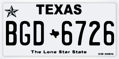 TX license plate BGD6726
