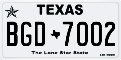 TX license plate BGD7002