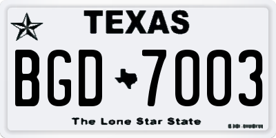 TX license plate BGD7003