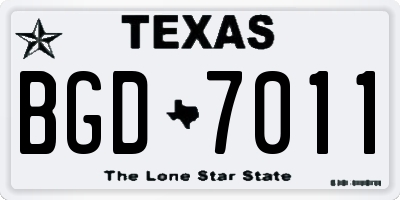 TX license plate BGD7011