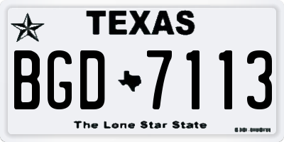 TX license plate BGD7113