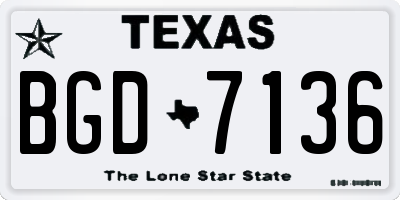 TX license plate BGD7136