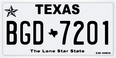 TX license plate BGD7201