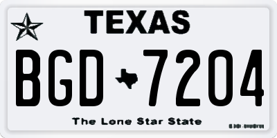 TX license plate BGD7204
