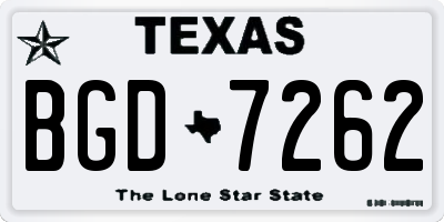 TX license plate BGD7262