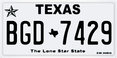 TX license plate BGD7429