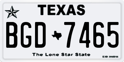 TX license plate BGD7465