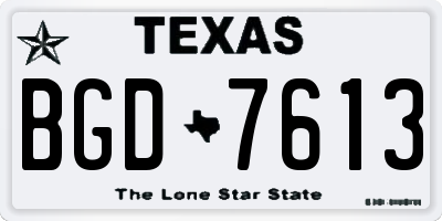 TX license plate BGD7613