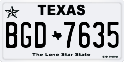 TX license plate BGD7635