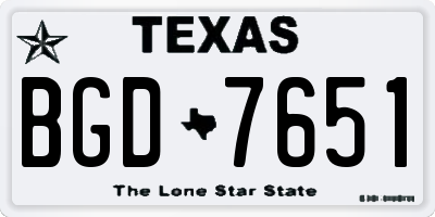 TX license plate BGD7651