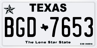 TX license plate BGD7653