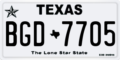 TX license plate BGD7705
