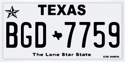 TX license plate BGD7759