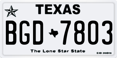 TX license plate BGD7803