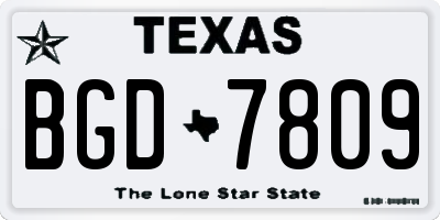 TX license plate BGD7809