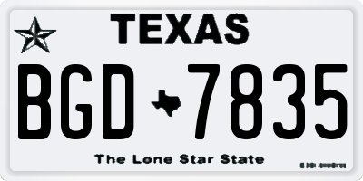 TX license plate BGD7835