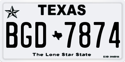 TX license plate BGD7874
